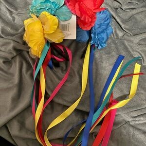 Colorful Floral Headband with Ribbons